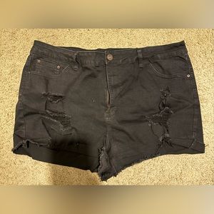 Rue 21 distressed black jean shorts. High-rise shortie